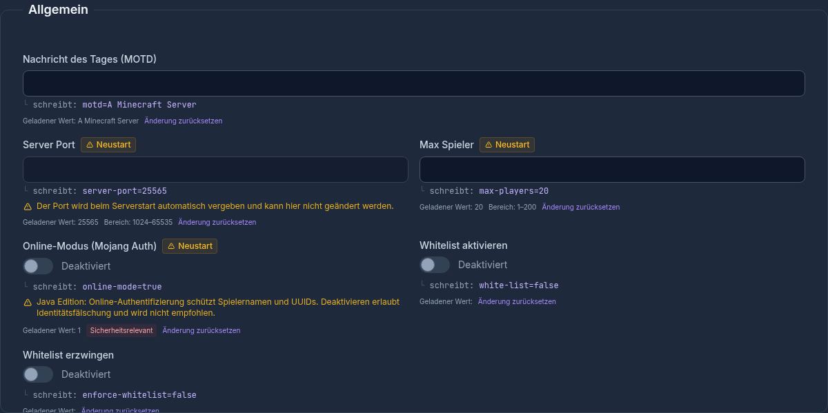 Config-Editor Übersicht