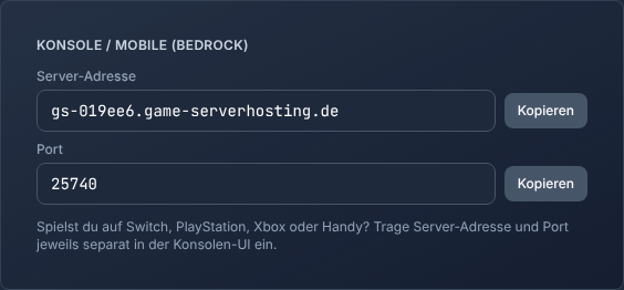 Verbindungsdetails mit Bedrock-Port