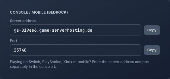 Connection details with Bedrock port