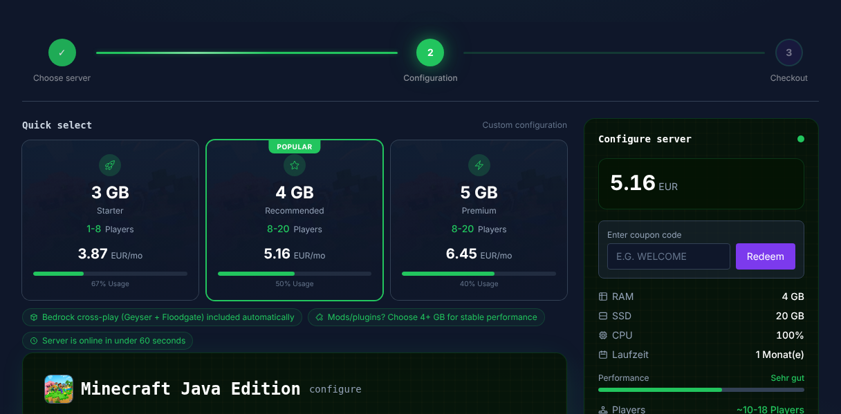 Pick a modpack at checkout
