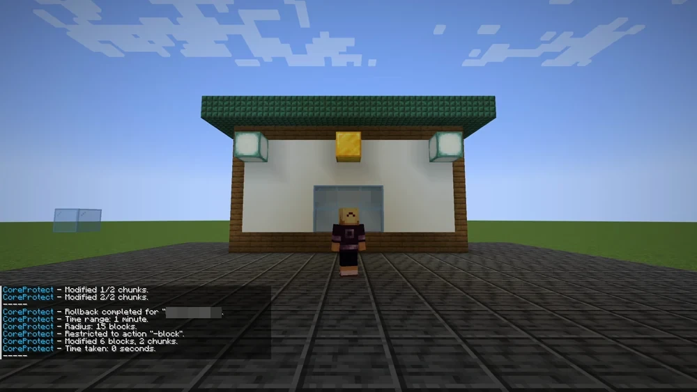 The house front after the rollback from the same camera position