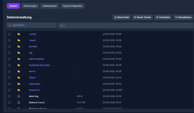 Rust-Dateimanager mit Serverordnern und Upload-Funktion