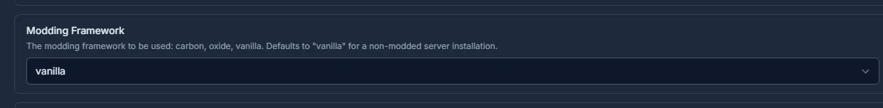 game-serverhosting Panel में Modding Framework चयन: मैनुअल इंस्टॉलेशन की जगह क्लिक से uMod/Oxide या Carbon
