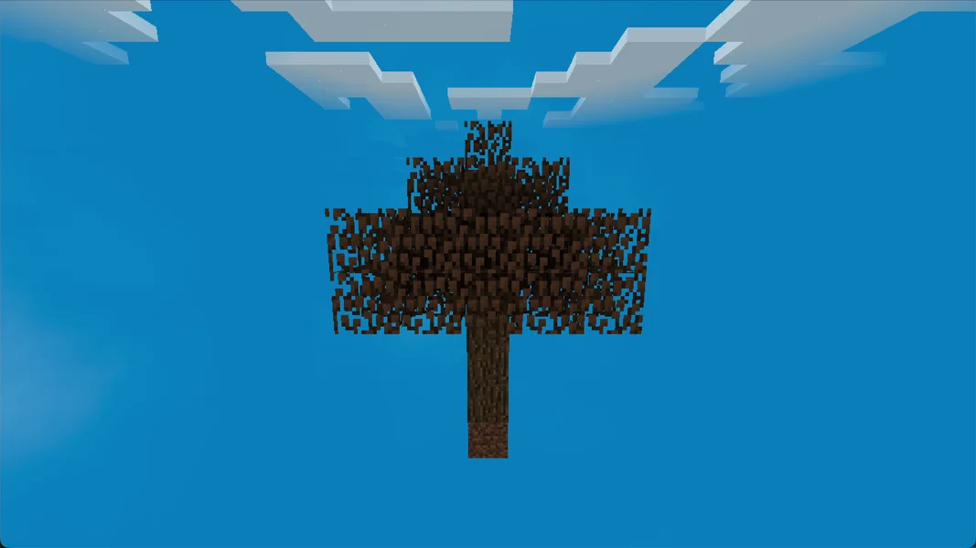 The starting tree at noon, only sky all around – our own screenshot from SkyFactory 4 4.2.4
