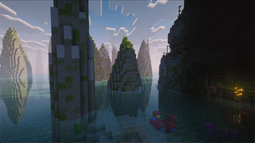 A rock spire lagoon in All the Mods 10