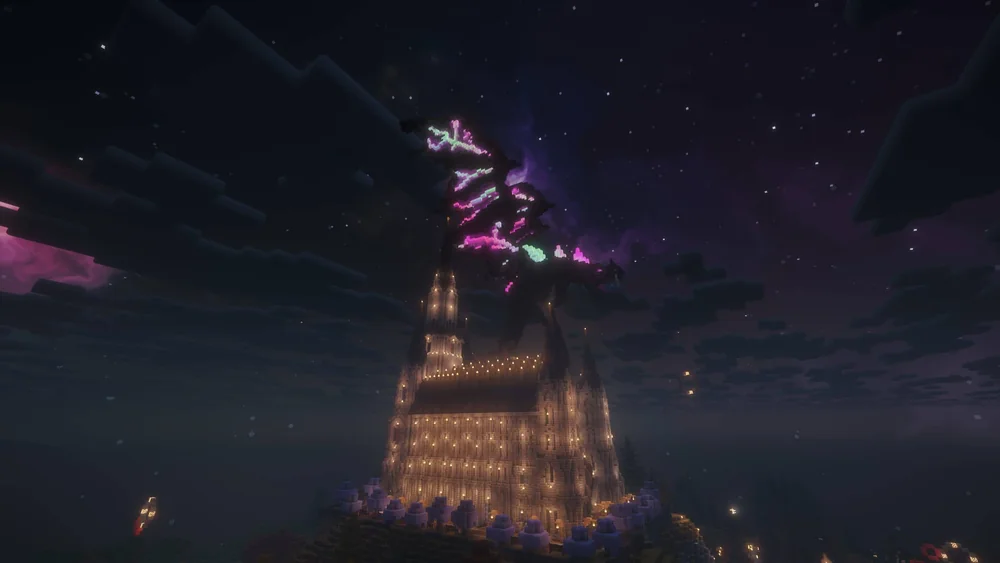 Ender Dragon au-dessus de la cathédrale